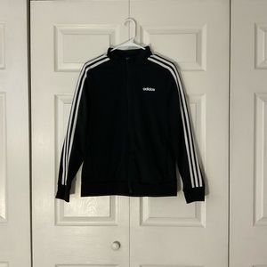Adidas women black track jacket with 3 white stripes, size : L
